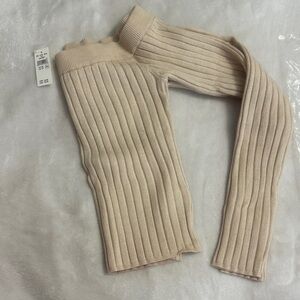 Aerie Ribbed Knit Cropped Off The Shoulder Sweater Tan